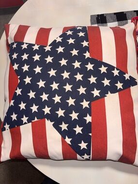 American Flag Star Decorative Pillow - Red White Blue 2 sided